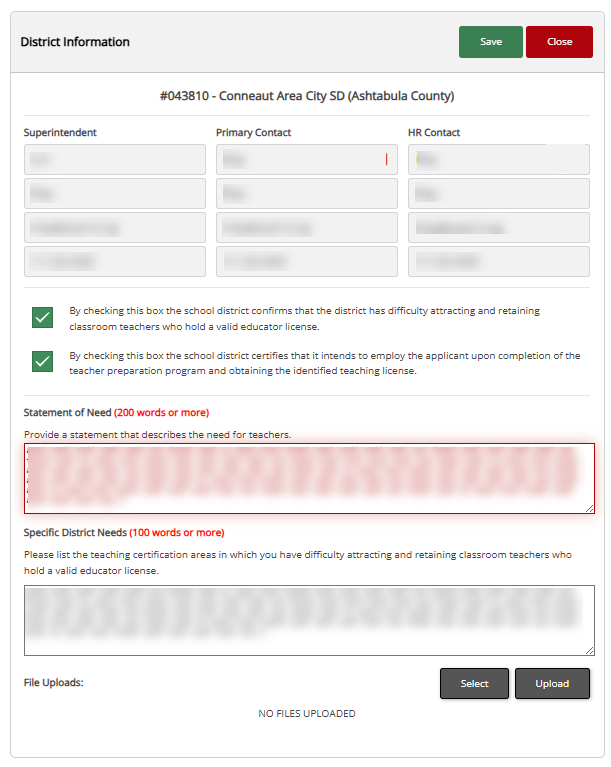 District Information Form