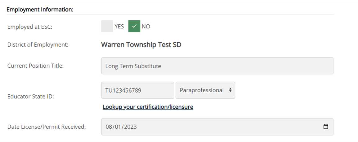 Employment Information